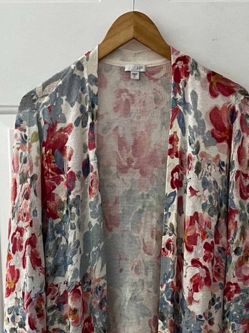 J.Jill Woman's Linen Blend Knit Watercolor Duster/Cardigan Sz XL - Picture 8 of 8